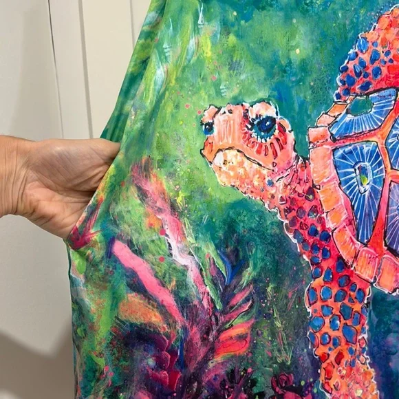 Colorful Turtle Print Midi Dress - Picture 5 of 6